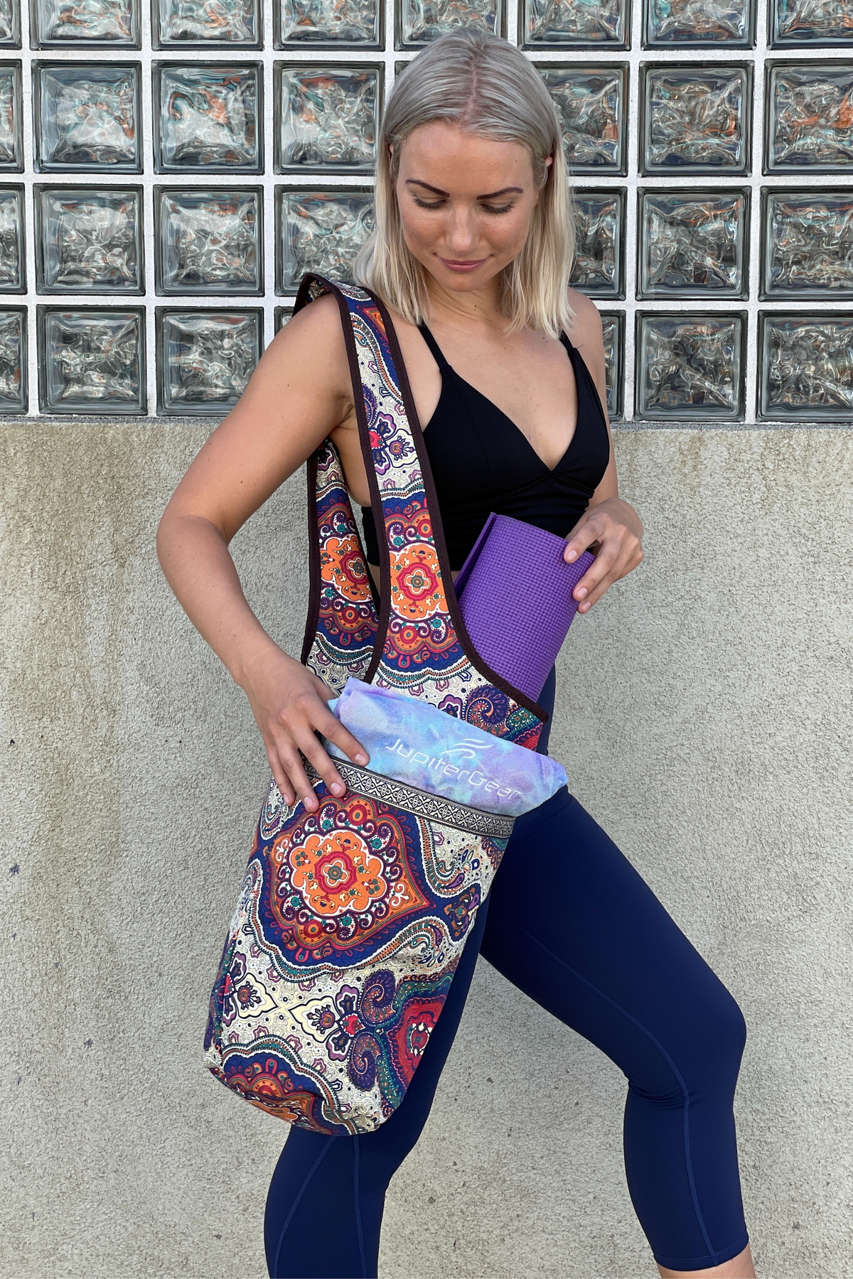 JupiterGear Yoga Mat Carrying Tote Bag with Large Size Pockets | Multipurpose and Fit Most Size Mats