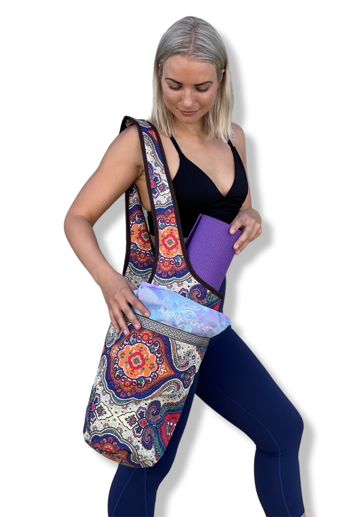 JupiterGear Yoga Mat Carrying Tote Bag with Large Size Pockets | Multipurpose and Fit Most Size Mats