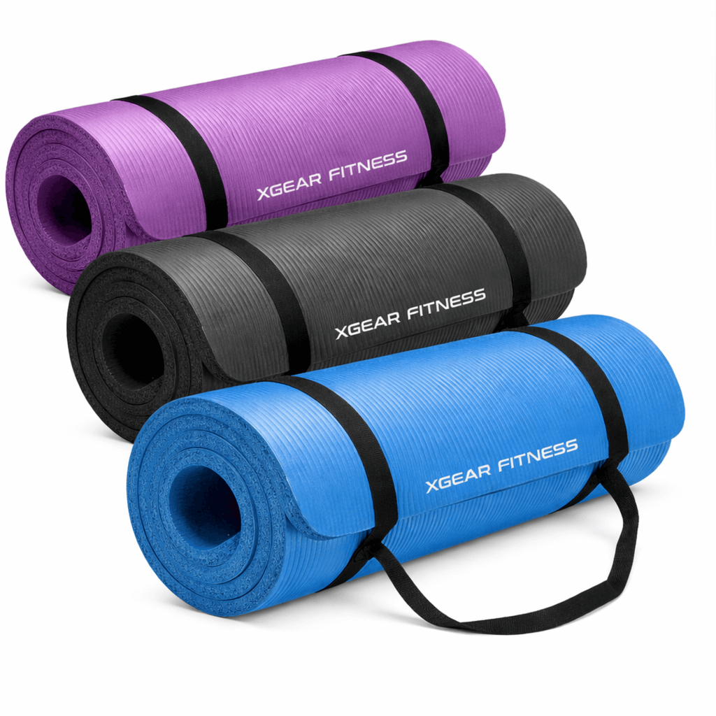 XGear Fitness Thick Travel Yoga Mat with Carrying Strap